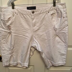 Womens Cato casual solid white stretch classic plus size shorts 20W